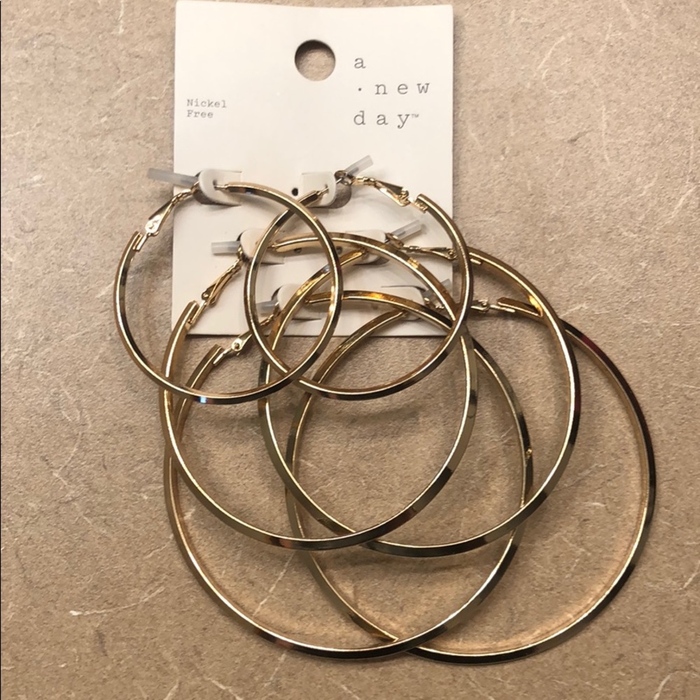 Hoop Earrings 3pc - A New Day Gold